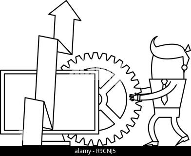 Businessman and technology in black and white Stock Vector
