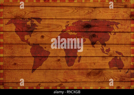 World map on Grunge rusty dark metal stone background .Old map of the ...