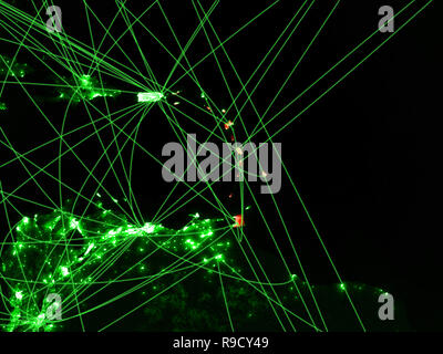 Caribbean on green map with networks. Concept of international travel, communication and technology. 3D illustration. Elements of this image furnished Stock Photo