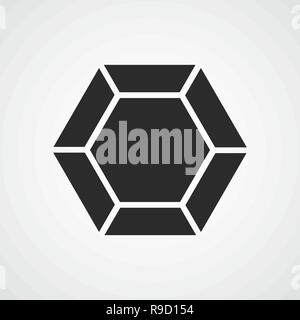 Simple diamond icon in flat design. Vector illustration. Gray sign of diamond, isolated. Stock Vector