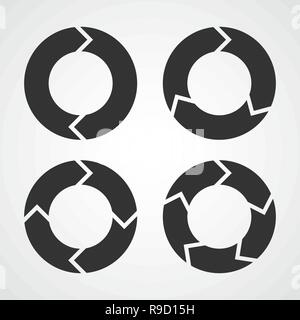 Set of flat circular arrows. Vector illustration. Refresh or reload sign. Stock Vector