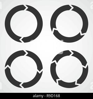 Set of flat circular arrows. Vector illustration. Refresh or reload sign. Stock Vector