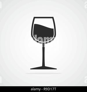 Glass of wine icon. Vector illustration. Black silhouette of glass of wine Stock Vector