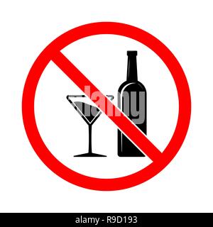 No alcohol sign. Vector illustration. Prohibition sign for alcohol. No alcohol drink sign Stock Vector