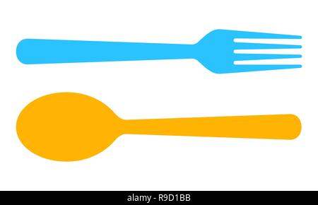 Restaurant symbol. Vector illustration. Fork and Spoon icon on white background. Stock Vector