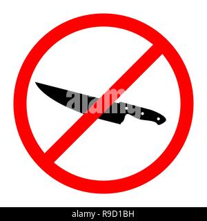 No Knife sign. Vector illustration. No Weapon sign Stock Vector