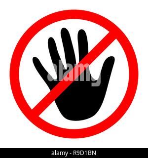 Stop Hand Symbol. Vector illustration. STOP sign. No touch icon Stock Vector