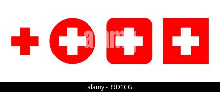 Set of Medical crosses. Vector illustration. Red Medical symbol isolated Stock Vector