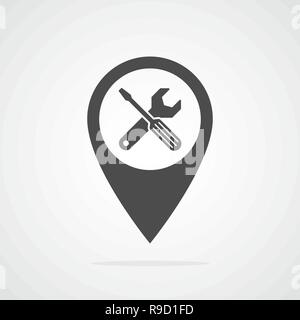 Map pointer with service symbol. Vector illustration. Service location ...
