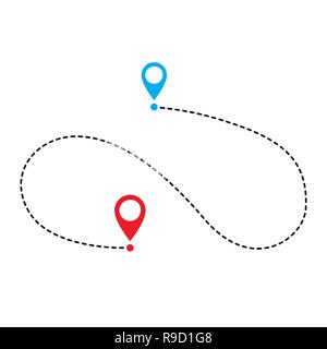Path icon in flat style. Vector illustration. Route, way or track symbol Stock Vector