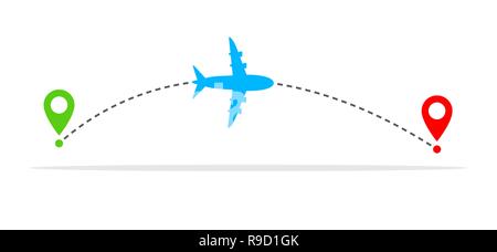 Path icon in flat style. Vector illustration. Route, way or track symbol Stock Vector
