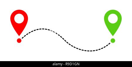 Path icon in flat style. Vector illustration. Route, way or track symbol Stock Vector