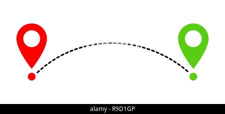 Path icon in flat style. Vector illustration. Route, way or track symbol Stock Vector