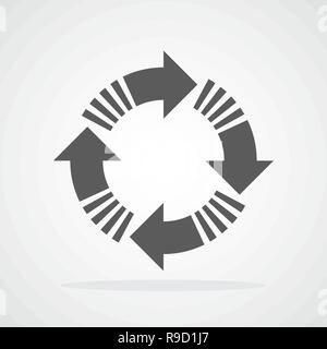 Recycling flat arrow. Vector illustration. Refresh or reload circle arrow isolated. Stock Vector