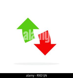 Set of colored arrows. Vector illustration. Up green arrow and down red arrow Stock Vector