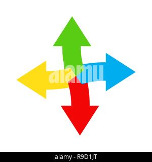 Set of colored arrows in flat design. Vector illustration. Arrow icons isolated. Stock Vector