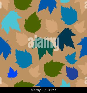 Seamless background with colored autumn maple leaves on white. Stock Vector