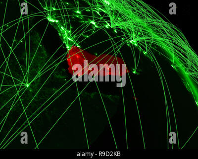 Yemen from space on model of green planet Earth with network. Concept of green technology, connectivity and travel. 3D illustration. Elements of this  Stock Photo