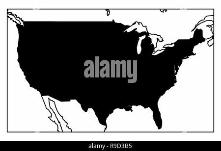 A simplified map of USA in the North America Stock Vector