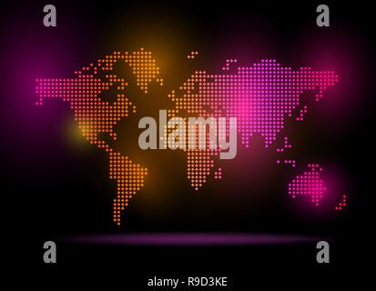 Multi colored dotted World Map. Vector illustration. Bright colorful World Map Stock Vector