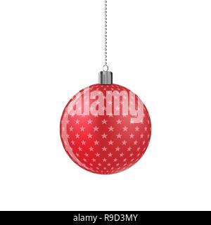 Red Christmas ball. Vector illustration. Hanging Christmas ball isolated Stock Vector