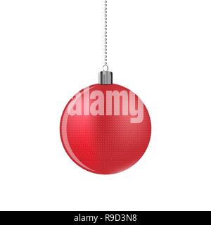 Red Christmas ball. Vector illustration. Hanging Christmas ball isolated Stock Vector