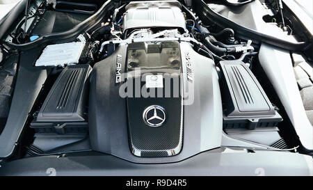 Kyiv, Ukraine - September 2, 2017: Mercedes-Benz GTs Engine Stock Photo