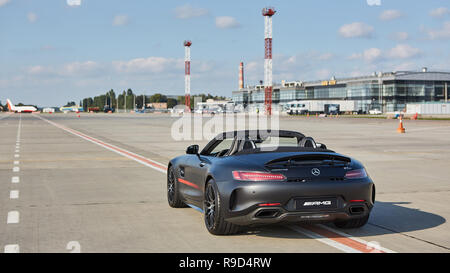 Kyiv, Ukraine - September 2, 2017: Mercedes-Benz Star Experience 2017 on the airport Boryspil at the express test of the fastest Mercedes AMG for journalists, bloggers and clients from Kyiv Stock Photo