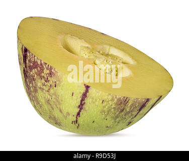 Pepino melon fruit isolated on white background. Clipping Path. Stock Photo