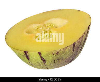 Pepino melon fruit isolated on white background. Clipping Path. Stock Photo