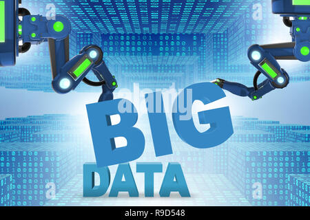 Big data concept with robotic arms - 3d rendering Stock Photo