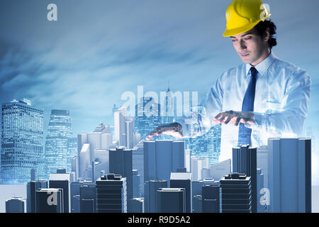 Futuristic architect doing urban planning Stock Photo