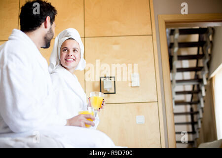 Having refreshment Stock Photo