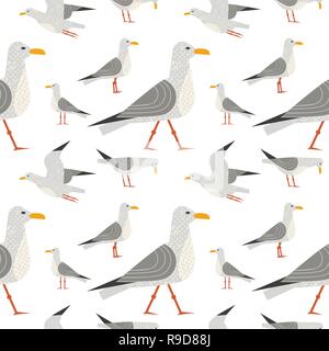 Hand drawn maritime stickers seamless pattern. Stock Vector