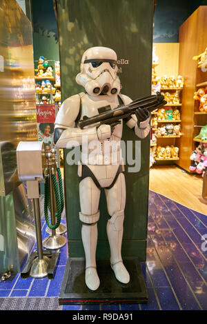 MILAN, ITALY - CIRCA NOVEMBER, 2017: Star Wars stormtrooper figure on display at Disney Store. A stormtrooper is a fictional soldier in the Star Wars  Stock Photo