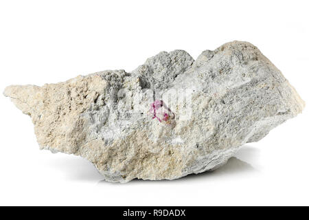 red beryl (bixbite) on matrix from Wah Wah Mountains, Utah,USA isolated on white background Stock Photo