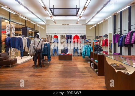 DUBAI, UAE - CIRCA OCTOBER, 2014: interior shot of apparel store in The Dubai Mall Stock Photo