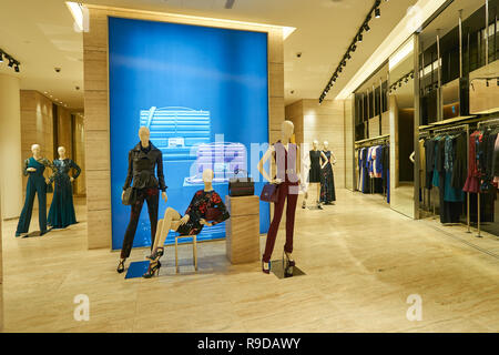 DUBAI, UAE - CIRCA OCTOBER, 2014: interior shot of apparel store in The Dubai Mall Stock Photo