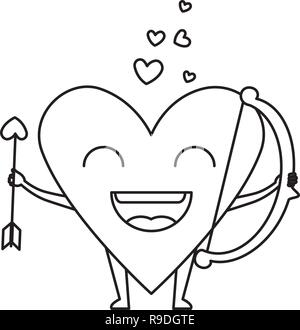 heart love with arch and arrow kawaii character Stock Vector Image ...
