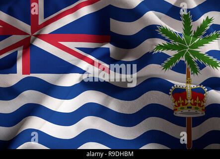 Closeup of Ruffled British Indian Ocean Territory Flag, British Indian Ocean Territory Flag Blowing in Wind Stock Photo