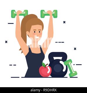 strong woman lifting weight Stock Vector