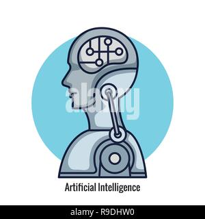 cyber humanoide profile icon Stock Vector