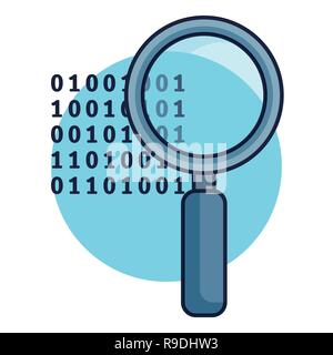 search magnifying glass with code binary Stock Vector