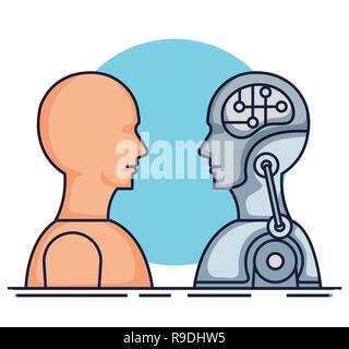 cyber humanoide profiles icons Stock Vector
