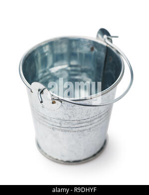 Empty metal bucket isolated on white background Stock Photo
