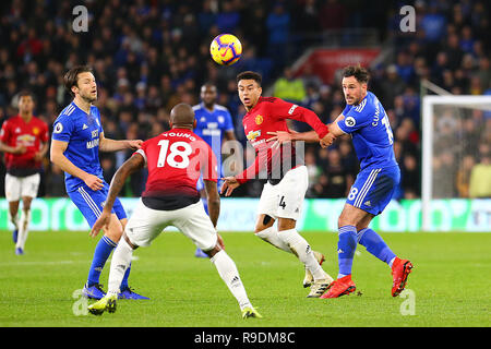 Cardiff, UK. 22nd Dec, 2018. Jesse Lingard of Manchester United during the Premier League match between Cardiff City and Manchester United at the Cardiff City Stadium, Cardiff, Wales on 22 December 2018. Photo by Dave Peters. Editorial use only, license required for commercial use. No use in betting, games or a single club/league/player publications. Credit: UK Sports Pics Ltd/Alamy Live News Stock Photo