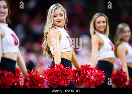 North Carolina State Wolfpack cheerleaders during the NCAA College Basketball game between the USC Upstate Spartans and the NC State Wolfpack at PNC Arena on Saturday December 22, 2018 in Raleigh, NC. Jacob Kupferman/CSM Stock Photo