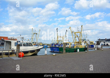 Harbor with ships in Oudenshield Texel, Netherlands on summer day Stock Photo