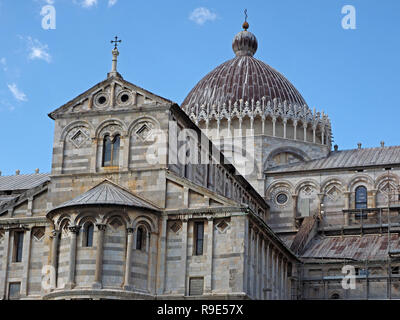 The magnificent Duomo di Pisa, under blue skies on the Piazza dei Miracoli (Square of Miracles) in Pisa, Tuscany,Italy Stock Photo