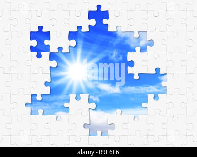 Background with a puzzle of white color Stock Photo